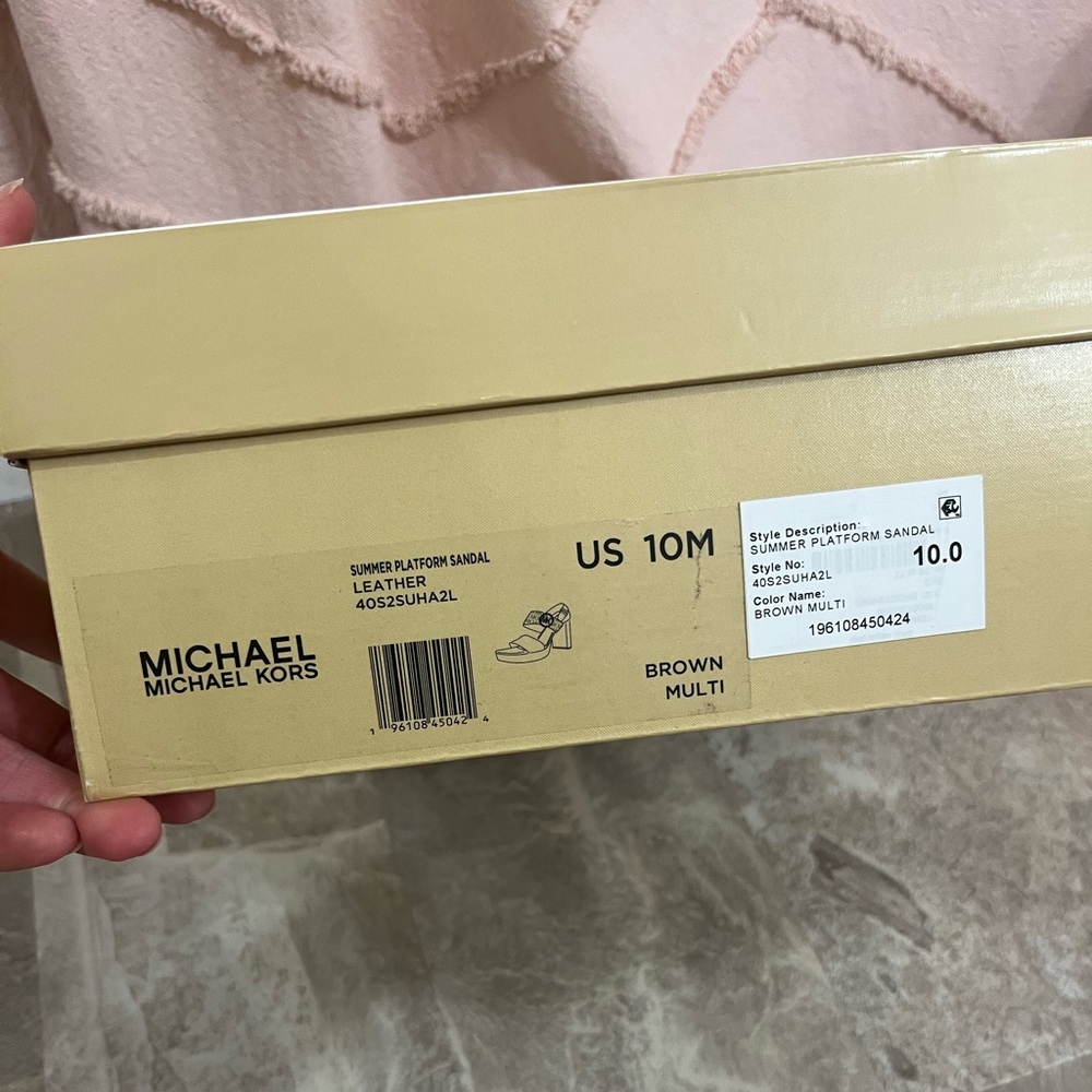 Michael Kors Tan and Brown Platform Sandal Heels - Picture 9 of 9